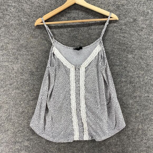 Fifty Street Cami Top Women L Large White Polka Dot V-Neck Sleeveless Button - Picture 1 of 7